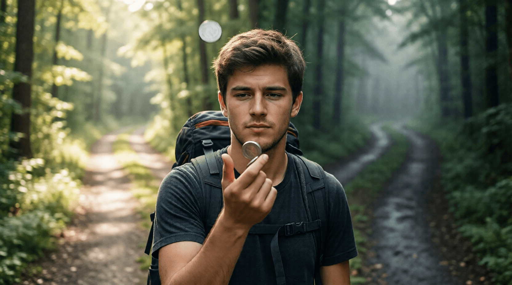 Weil er sich nicht entscheiden konnte, überließ er die Wahl des Weges dem Zufall.