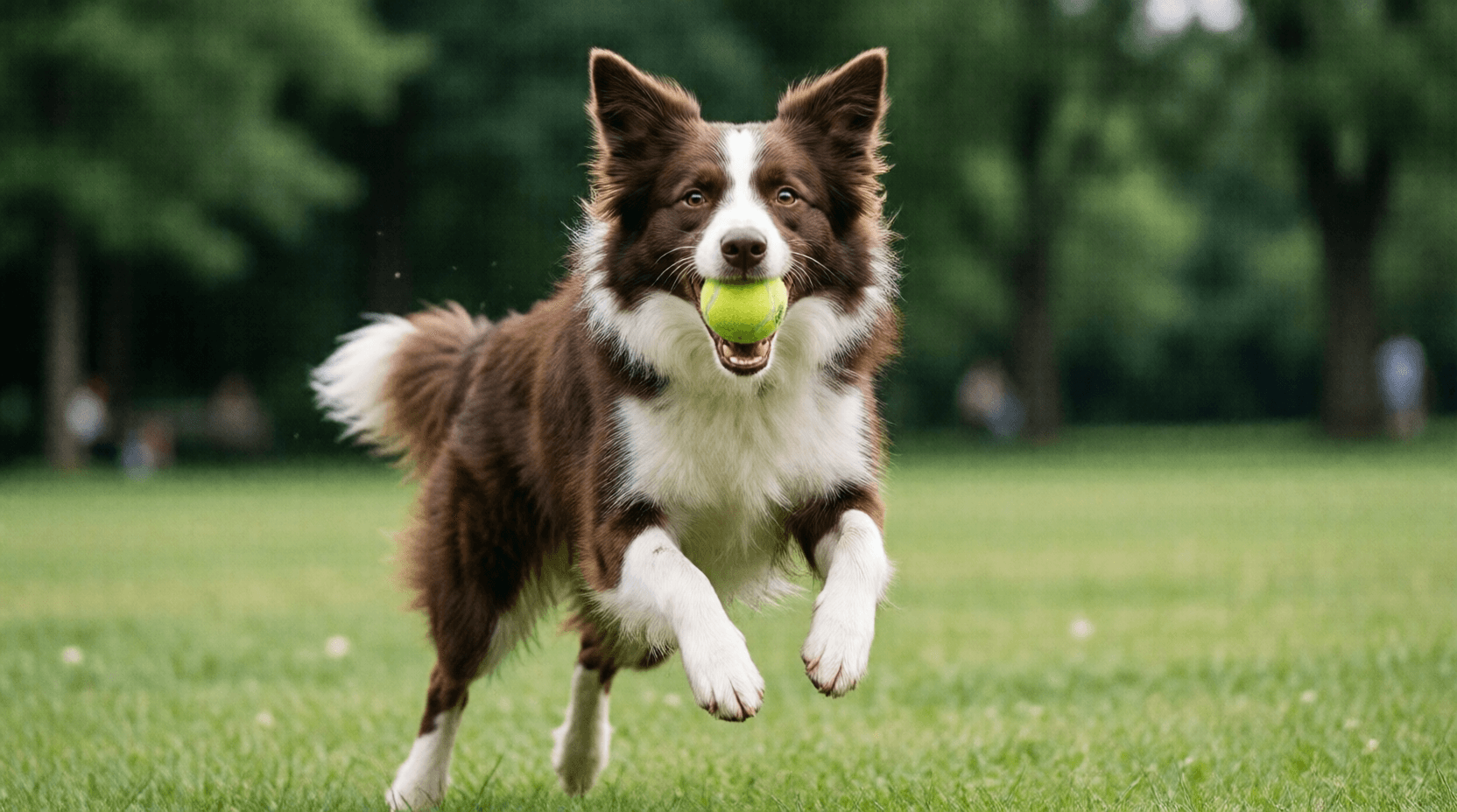 Mit einem hohen Sprung schnappte sich der Hund den Ball mitten in der Luft.