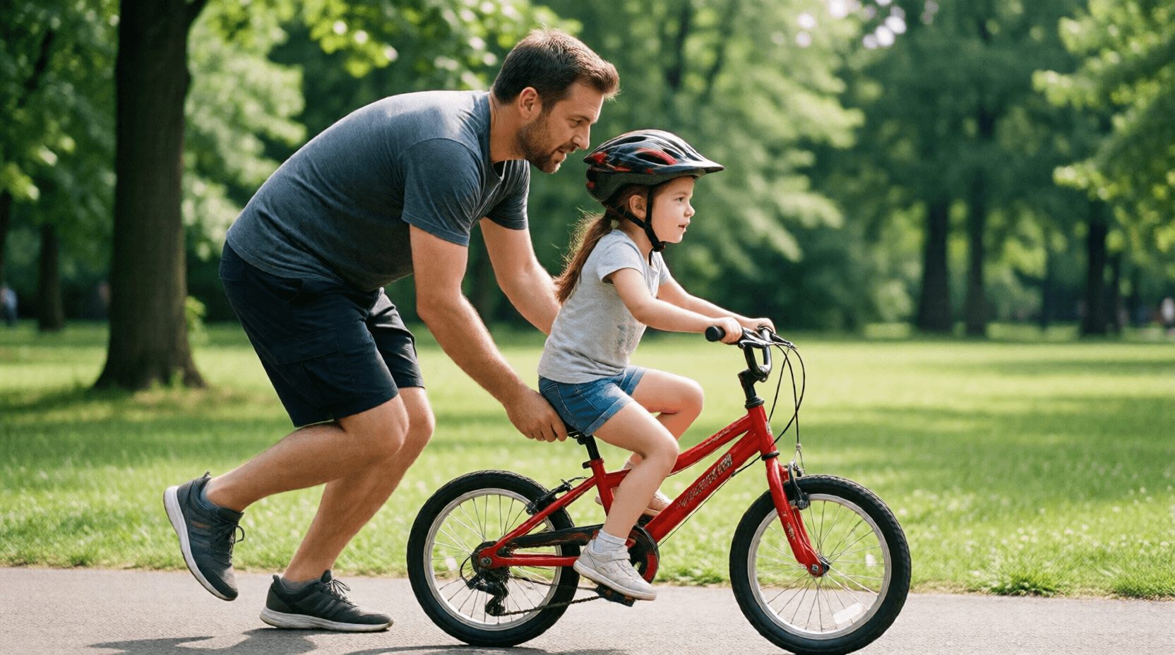 Als ich sechs war, hat mir mein Vater im Park das Fahrradfahren beigebracht.